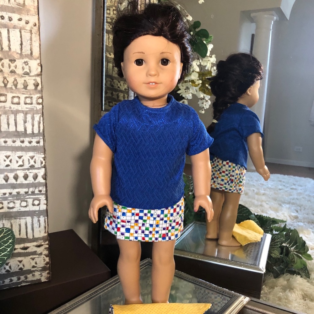 American Girl Doll Skirt & T-shirt Outfit